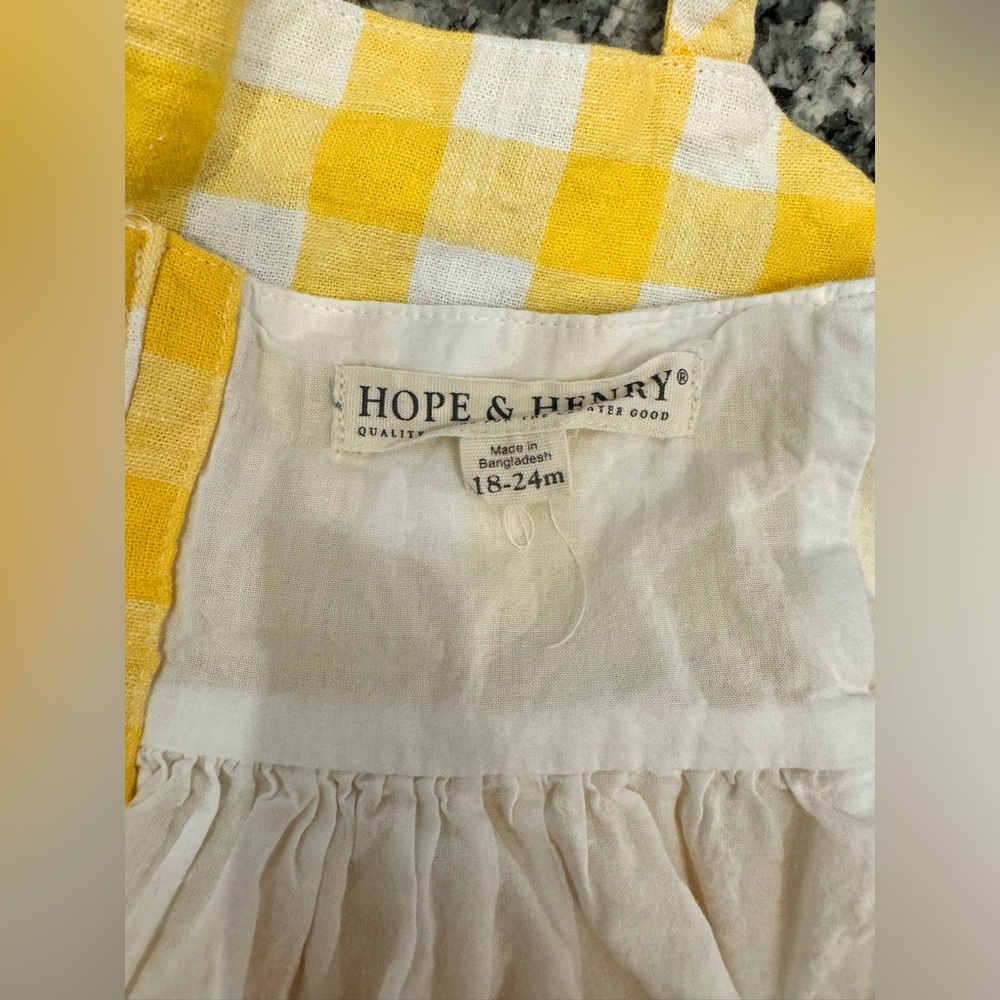 Hope & Henry Yellow Gingham Toddler Halter Flare Dress - Picture 5 of 8
